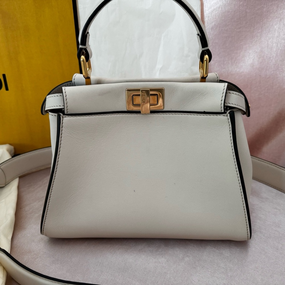 2022 Fendi Peekaboo ISeeU Mini Satchel 2 way Crossbody Strap Gold Hardware